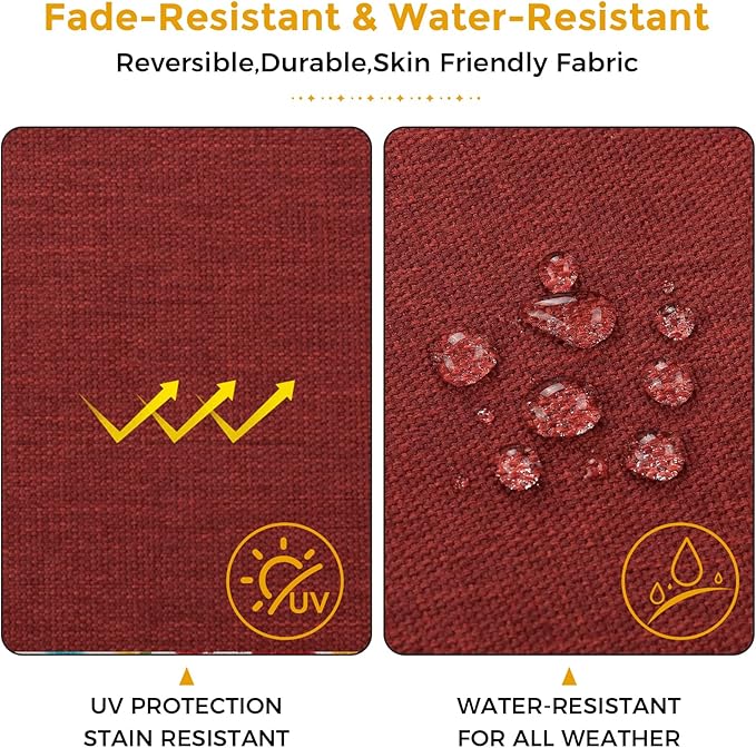 FUNHOME Outdoor Chair Cushions 19 x19 Inch,Water Resistant Tufted Seat Cushions 19",Reversible,Weather Resistant,Rounded Back Wicker Chair Cushion for Patio Garden Furniture(Dark Red)