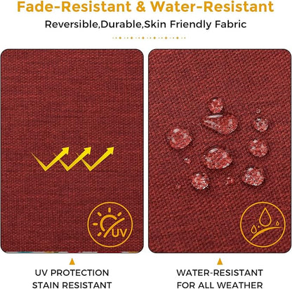 FUNHOME Outdoor Chair Cushions 19 x19 Inch,Water Resistant Tufted Seat Cushions 19",Reversible,Weather Resistant,Rounded Back Wicker Chair Cushion for Patio Garden Furniture(Dark Red)