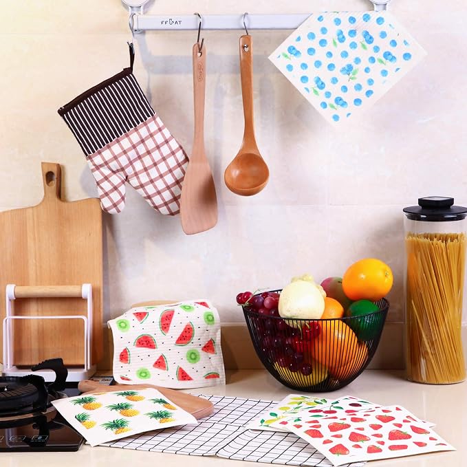 Patelai Mixed Fruit Swedish Kitchen Dishcloths Reusable Dish Towels Absorbent - Image 5