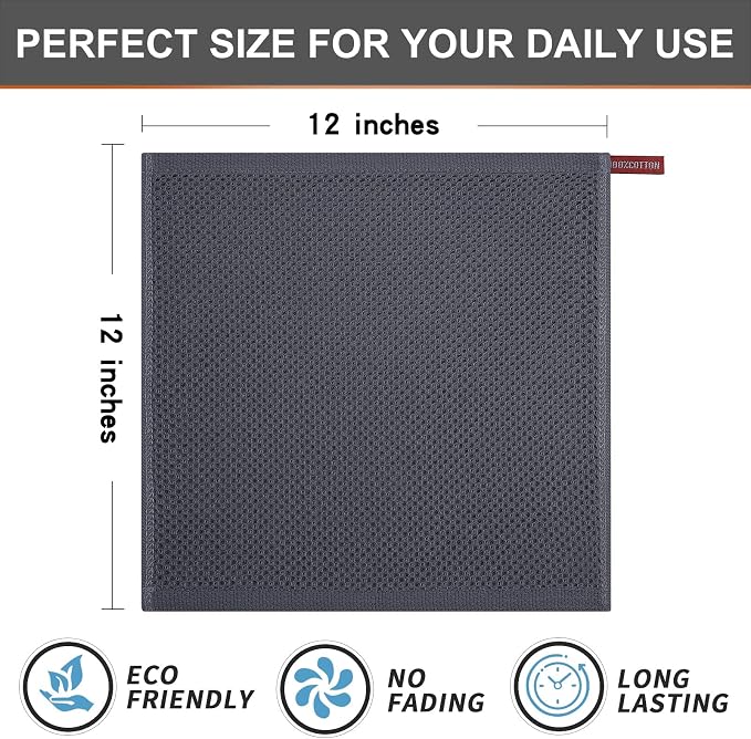 Kitinjoy 100% Cotton Kitchen Dish Cloths, 12 Pack Waffle Weave Ultra Soft - Image 5