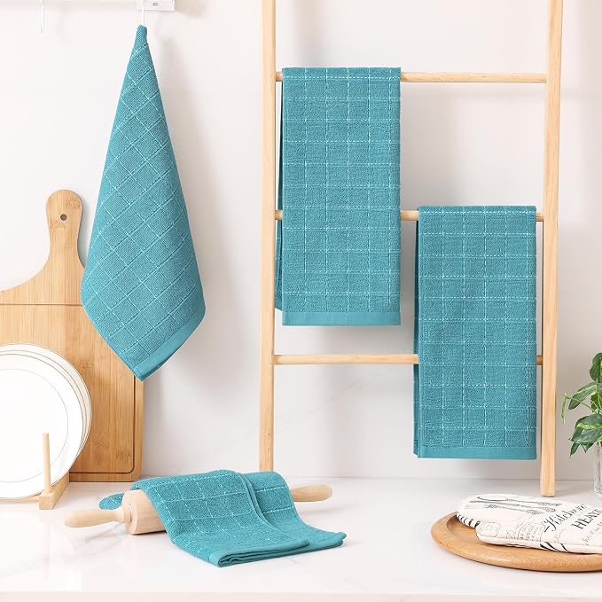 Homaxy 100% Cotton Terry Kitchen Towels, Checkered Designed, Soft and Super - Image 6