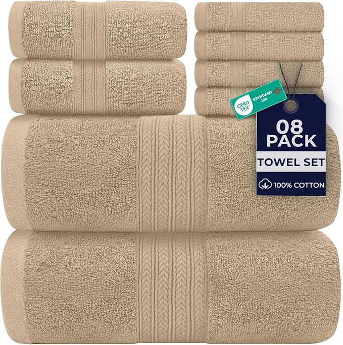 DAN RIVER 8 PC Luxury Bath Towels by DanRiver