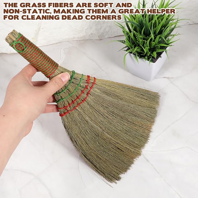 12 Inch Whisk Broom Hand Held, Corn Broom Straw Hand Brooms Handmade Short - Image 4