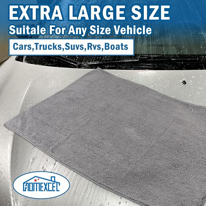 HOMEXCEL Professional Large Microfiber Car Drying Towels 4 Pack, Lint Free - Image 5