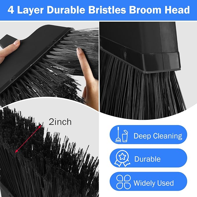 Roshtia 10 Pcs Heavy Duty Broom Bulk 54 Inch Outdoor Indoor Commercial Brooms - Image 4