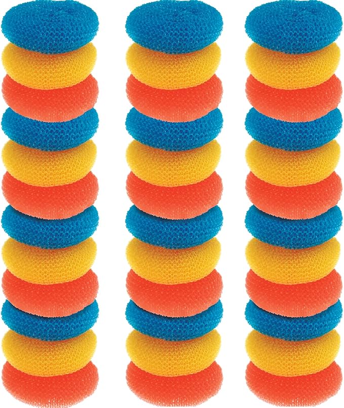 Plastic Mesh Scouring Pads 36 Pk Non-Scratch Dish Scrubbers to Clean Dishes by LolaProducts