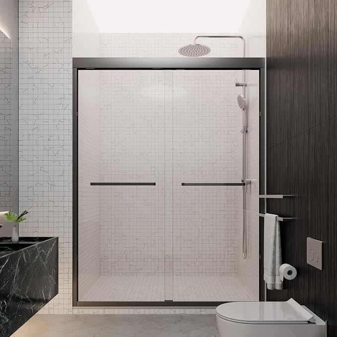 50-54" W x 70" H Semi-Frameless Double Sliding Shower Door, Bypass Shower Door - Image 9