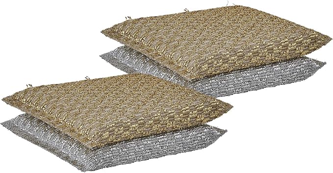 Gold and Silver Kitchen Sponge Scrubber, Heavy Duty Metallic Sink, Dish Washing - Image 2