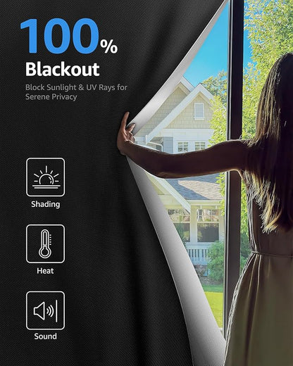 Sumobaby Blackout Curtains Portable 24"x84",No Drill Door Curtains for Door window with Upgraded Hook&Loop Tapes,Thermal Insulated Privacy 100% Blackout Window Cover for Various Scenes (1 Panel,Black)