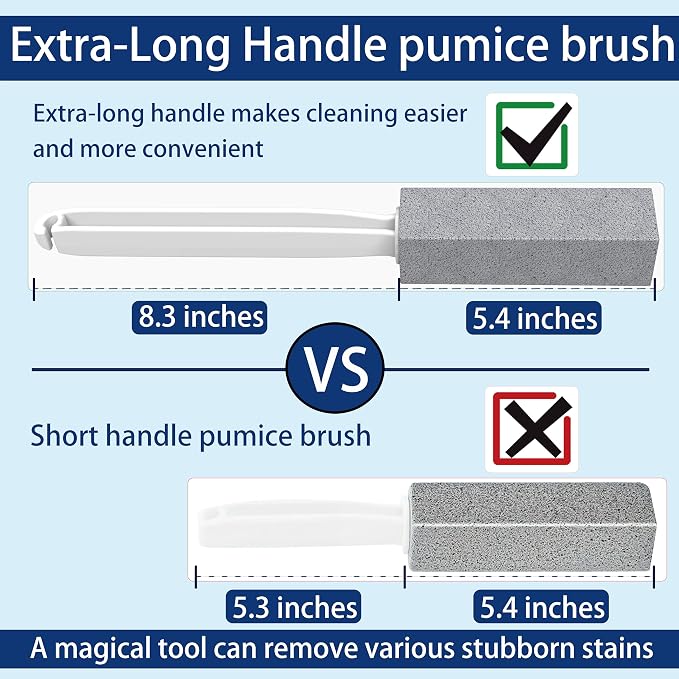 2 Pack Pumice Stone for Toilet Cleaning, Extra Long Handle for Removing Bowl - Image 2