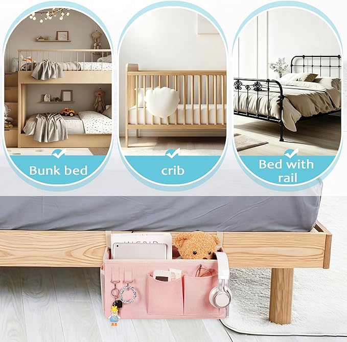 Loghot Bedside Caddy/Bedside Storage Bag Hanging Organizer - Image 5