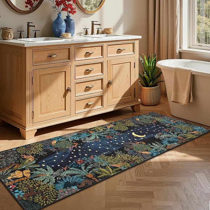 GarveeHome 2.5x8 Jungle Hallway Runner Rug, Soft Green Animal Long Kitchen - Image 2