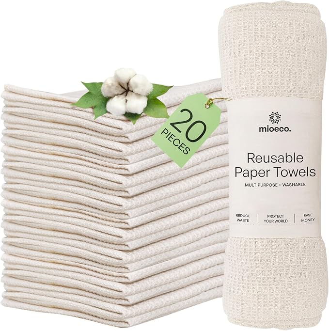 20 Pack Reusable Kitchen Paper Towels Washable by MioEco-SustainableLiving