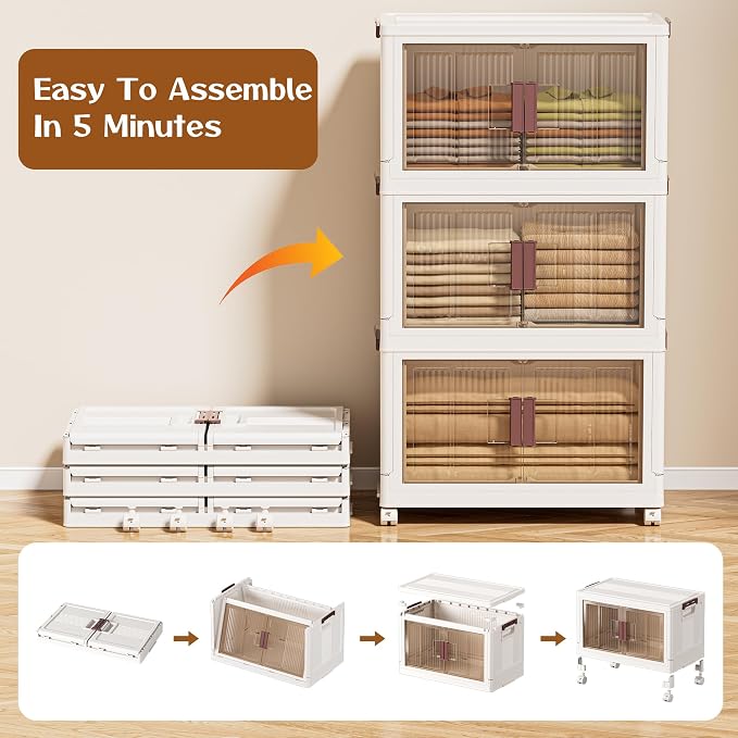 45GAL/180QT 3 Tier Large Stackable Storage Bins - Image 4
