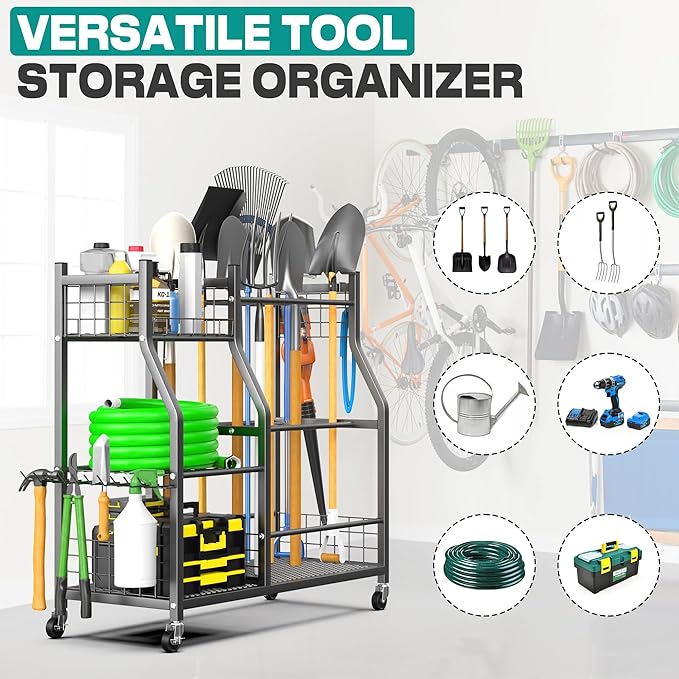 EVERHANGER Garden Tool Organizer Stand, Garage Tool Storage Organization - Image 5