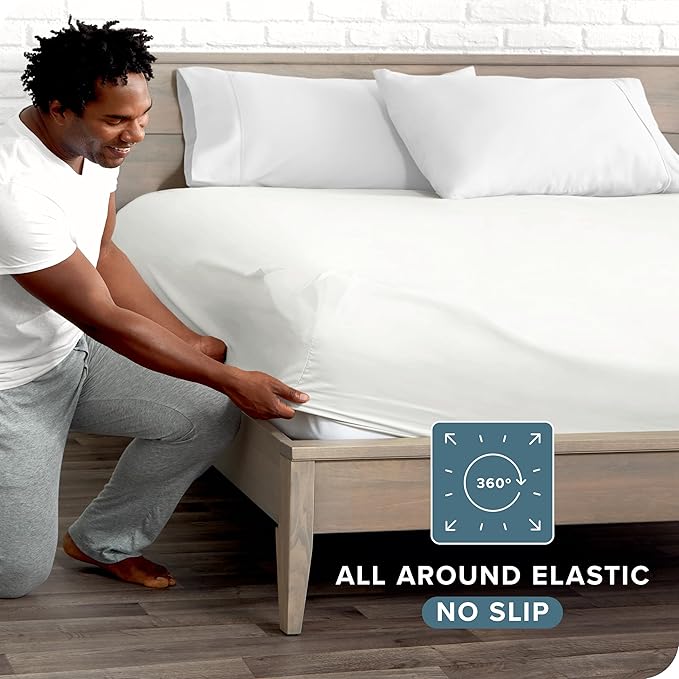 Bare Home Fitted Bottom Sheet California King Size - Premium 1800 Microfiber - Ultra-Soft Hotel Luxury - Deep Pocket - Durable and Long Lasting (Cal King, Cream)