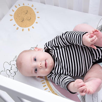 JumpOff Jo - Fitted Mini Crib Sheet for Portable Crib, Playard, and Playpen Mattresses and Mats, Super Soft 100% Cotton, 24 in. x 38 in. - Rainbow Bears
