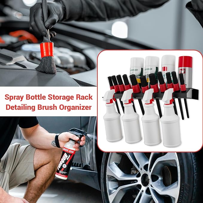 Car Cleaning Brush and Spray Bottle Storage Rack, Wall Mount Bottle Organizer - Image 5