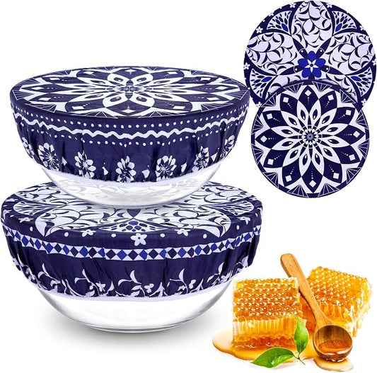 2 Large Reusable Beeswax Bowl Covers by Revahope
