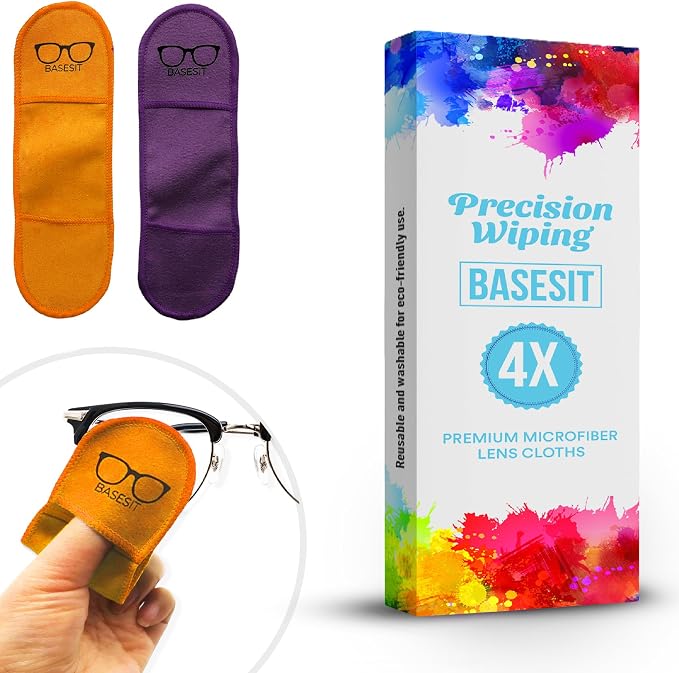 Eyeglass Cleaner Cloth 4 Pack, Eye Glasses Cleaner Wipes, Lens Cleaner by Basesit