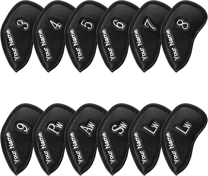 CRAFTSMAN GOLF 12pcs or 1pc Thick Synthetic Leather Golf Iron Head Covers Set by CRAFTSMANGOLF