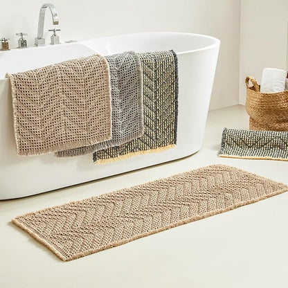 Bath Mats for Bathroom Non Slip,Waffle Luxury Bath Mat,Machine Washable Bath Mat for Shower,Ultra Soft Bathmat,Bluish Grey & Yellow,17"*24"