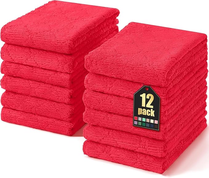 Homaxy 12 Pack Dish Towels for Kitchen, Super Soft and Absorbent Coral Velvet by Homaxy