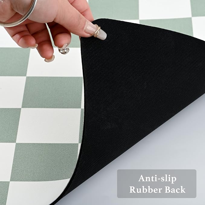 Checkered Dish Drying Mat for Kitchen Counter, Coffee Bar Station Accessories - Image 7