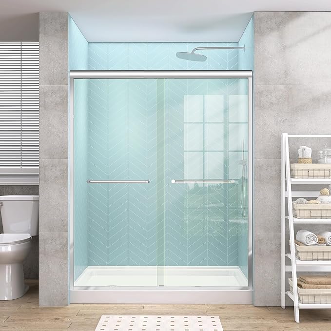 GETPRO Sliding Shower Door 50-54 in. W x 72 in. H Semi-Frameless Bypasss Double by GETPRODeluxeBathroomSolutionExpert