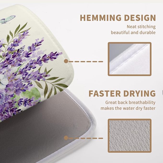 Spring Lavender Floral Dish Drying Mats Spring Summer Dish Mat Purple Flowers - Image 3