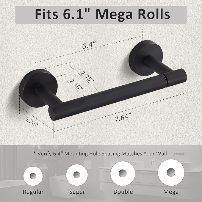 BVL Toilet Paper Holder Matte Black Wall Mount Stainless Steel 304 Large Mega - Image 6