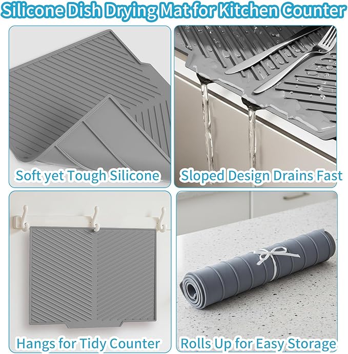Silicone Dish Drying Mat for Kitchen Counter - Image 3