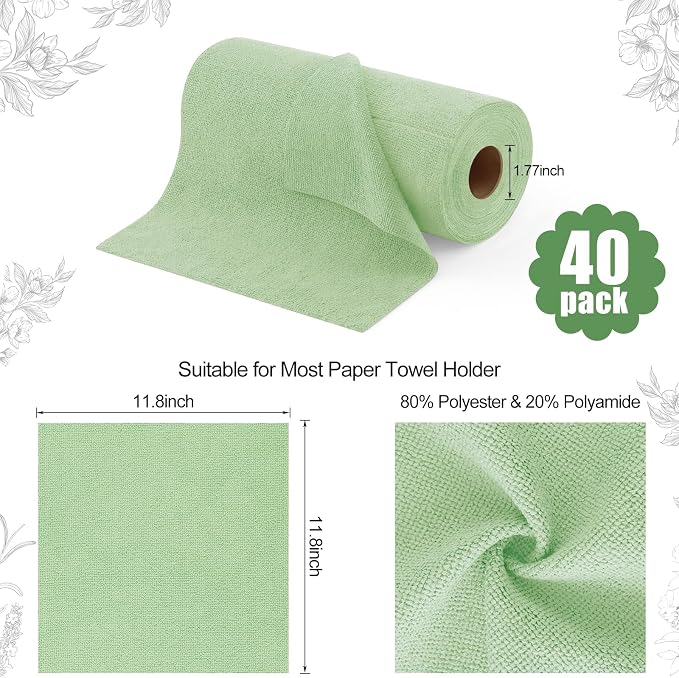 Homaxy Tear Away Dish Cloths Rolls, 40 Sheets-11.8" X 11.8", Reusable Washable - Image 5