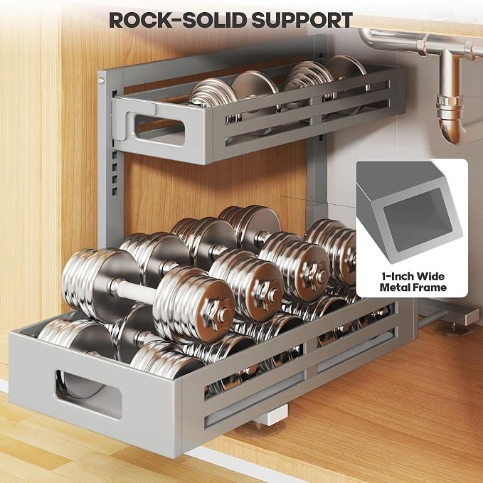 2 Pack 19IN-Depth Under Sink Organizer, Pull Out Cabinet Organizer - Image 3