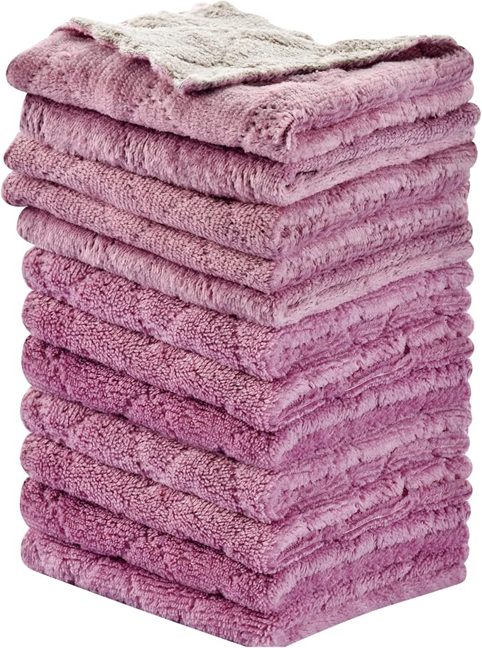12PCS Kitchen Towels Dish Towels, Double-Sided Microfiber Cleaning Rags by OstWony