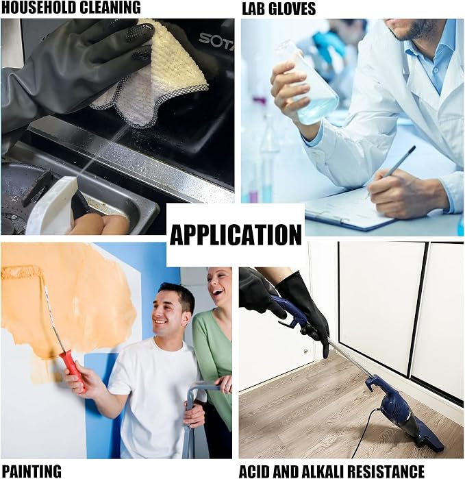Chemical Resistant Latex Gloves, Cleaning Protective Safety Work Heavy Duty - Image 6