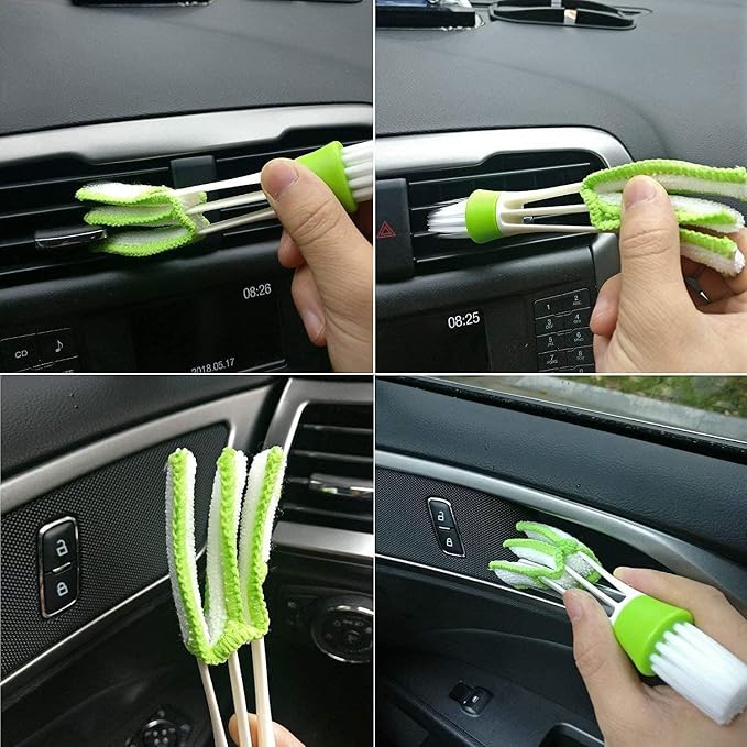 11Pcs Auto Detailing Set, Boar Hair Brushes, Steel Wire & A/C Brushes, Soft - Image 5
