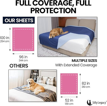 SILLY LEGACY Thin Reversible Waterproof Protective Bed Cover (King Size, 100 x 96 inch), for Pets, Babies; Incontinence, Dirt, Drool