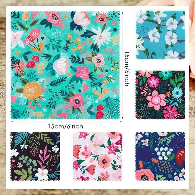 Weewooday 18 Pieces Glasses Cleaning Cloth Cute Flower Spring Floral Design - Image 2