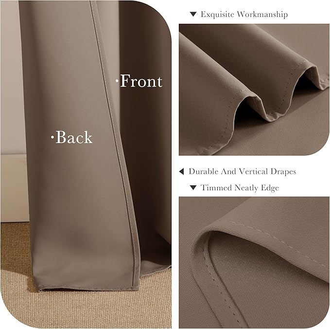 PONY DANCE Blackout Curtains for Bedroom 63 Inch Length 2 Panels Set, Thermal - Image 5