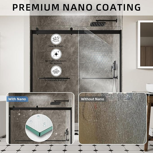56-60" W x 74" H Frameless Shower Door, Double Sliding Shower Door - Image 2