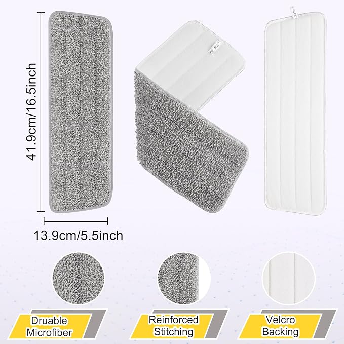8 Pack 16.5 inch Reusable Mop Pads Microfiber Spray Mop Replacement Heads - Image 3