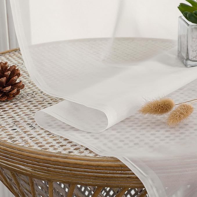 Chyhomenyc Ivory Sheer Curtains 96 Inches Long 2 Panels, Light Filtering Ivory - Image 5