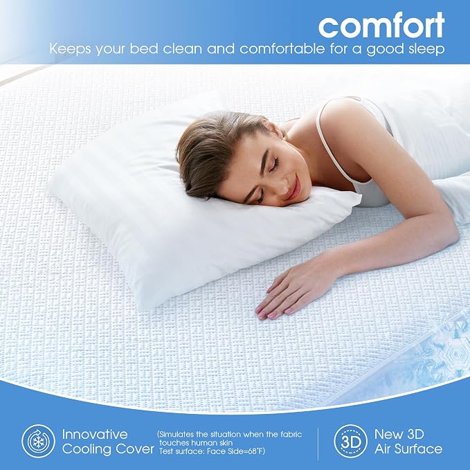 Cooling Waterproof Mattress Protector Full Size, Mattress Cover 3D Air Fabric - Image 3