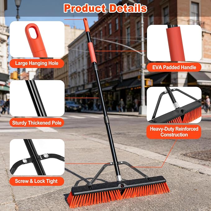 JEHONN 24” Wide Push Broom Outdoor Heavy Duty - Image 5