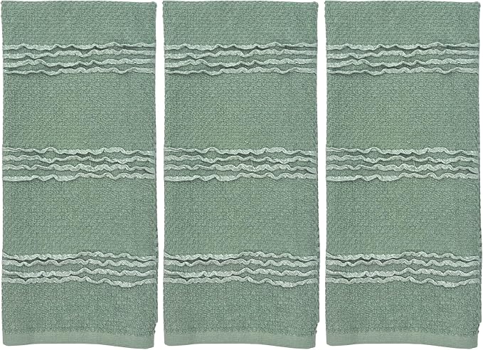 Sage Green Kitchen Dish Towels: 100% Cotton Cloth Soft Cleaning Drying - Image 3