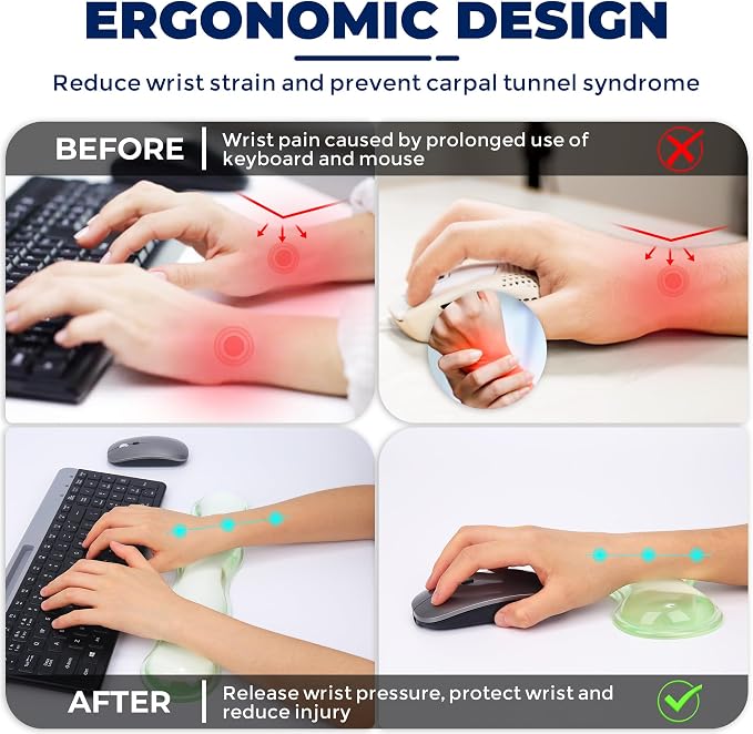 Gel Wrist Rest for Keyboard and Mouse, Wrist Rest for Keyboard, Mouse Wrist - Image 3