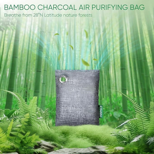 Activated Charcoal Odor Absorber, 8 Pack w Hooks Nature Odor Eliminator - Image 2
