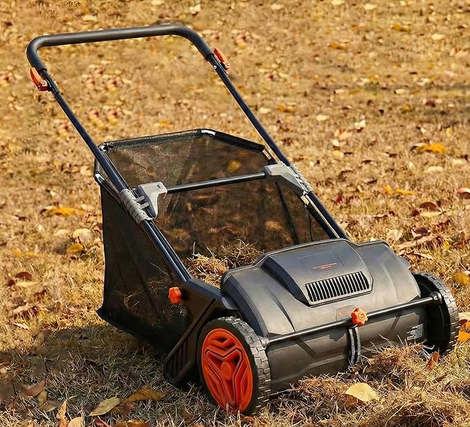 Hand Push Lawn Sweeper, 3.5 cu. ft. Large Mesh Collection Hopper Bag, 2 - Image 9