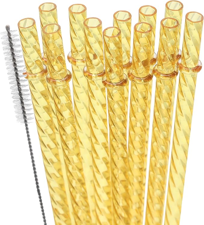 Dakoufish 12 Inch Reusable Clear Plastic Swirl Drinking Straws by Dakoufish